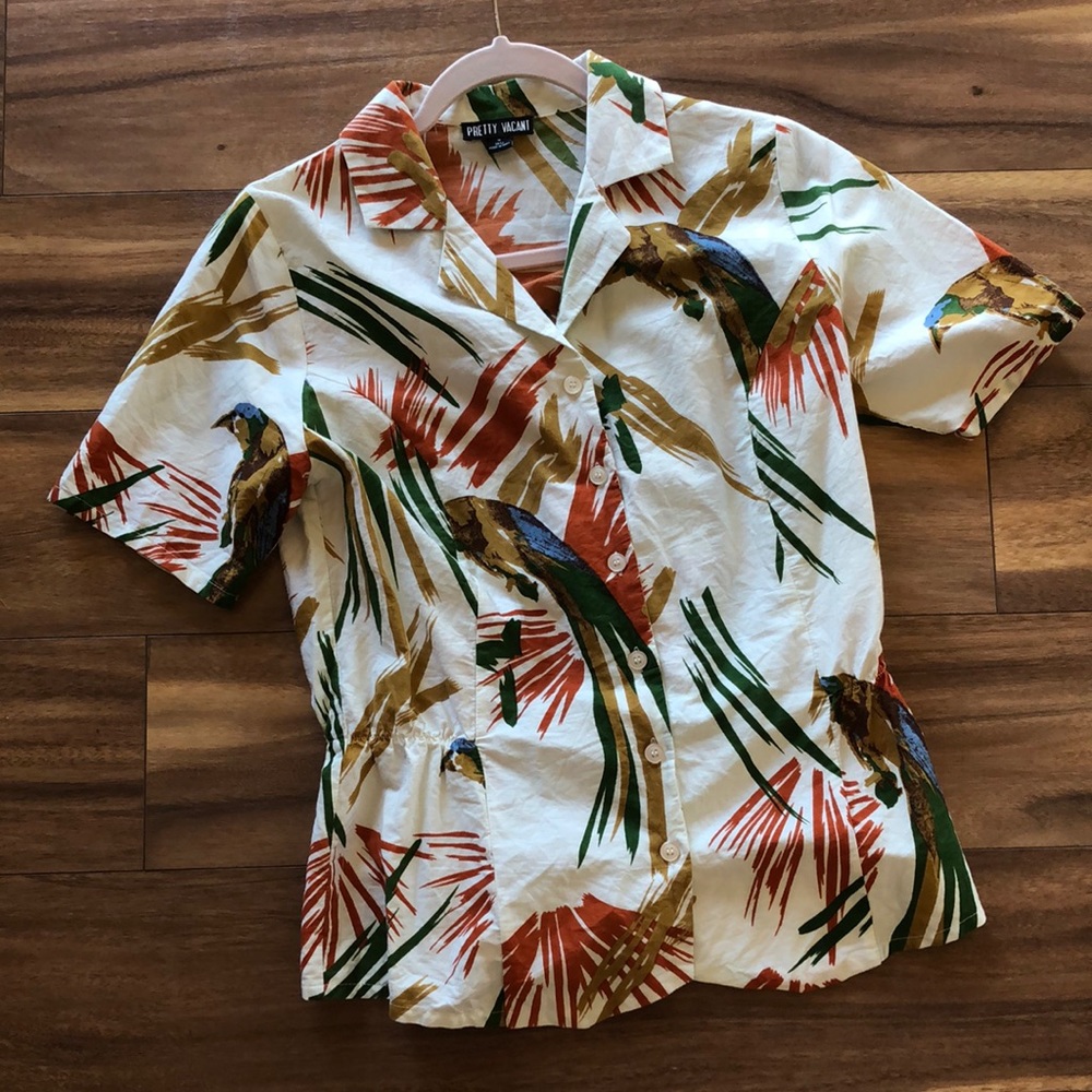 Pretty Vacant Tropical Button Down Blouse